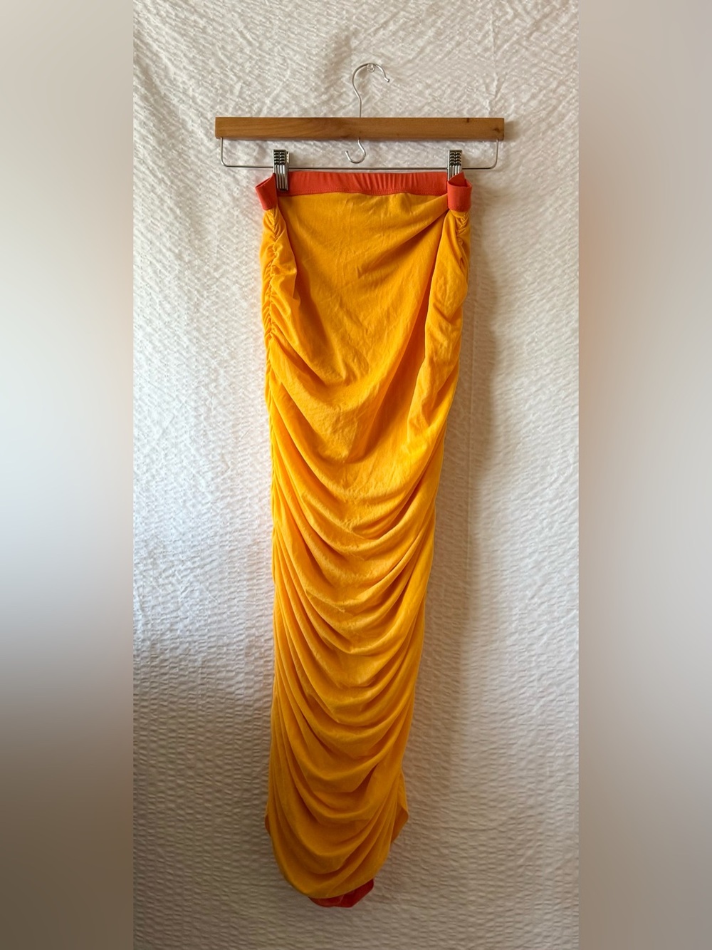 Simon Miller MESH Stretch Midi Pluto Ruched Skirt Sunset Orange Small Luxury - Picture 5 of 9